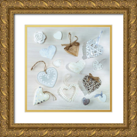 Creatrive Heart shape symbol Gold Ornate Wood Framed Art Print with Double Matting by Frank, Assaf