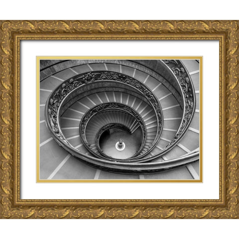 Spiral staircase in Vatican Gold Ornate Wood Framed Art Print with Double Matting by Frank, Assaf