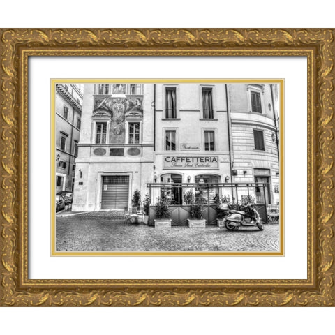 Cafeteria in Rome Gold Ornate Wood Framed Art Print with Double Matting by Frank, Assaf