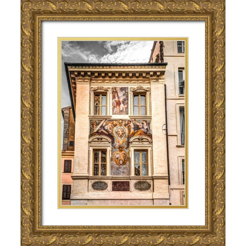 Architectural Feature of old building in Rome Gold Ornate Wood Framed Art Print with Double Matting by Frank, Assaf