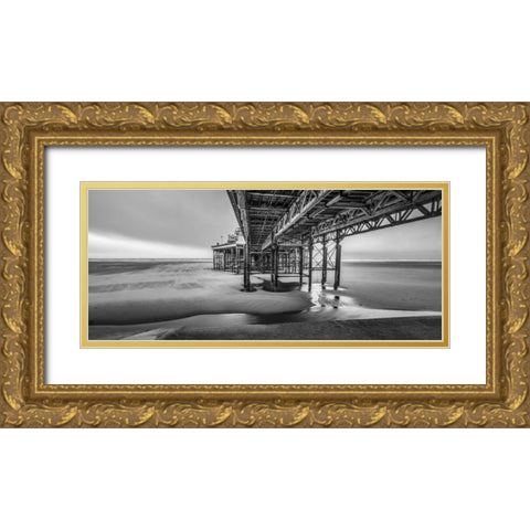 Blackpool sea shore with jetty Gold Ornate Wood Framed Art Print with Double Matting by Frank, Assaf