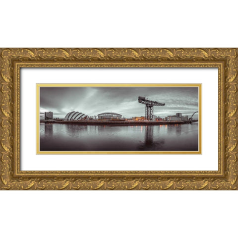 View along the river Clyde, Glasgow Gold Ornate Wood Framed Art Print with Double Matting by Frank, Assaf