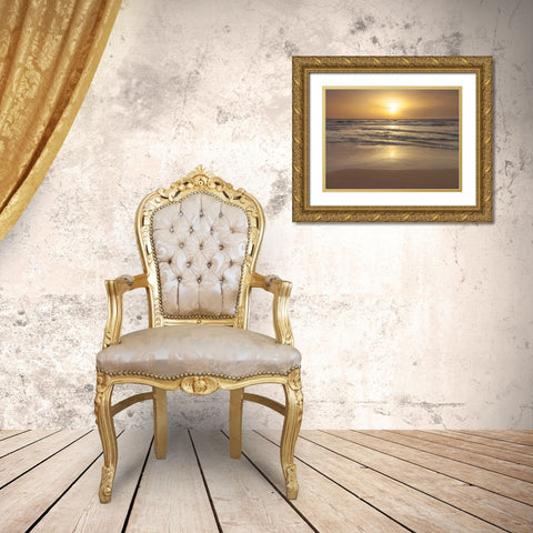 Sunset on the beach Gold Ornate Wood Framed Art Print with Double Matting by Frank, Assaf