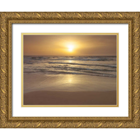 Sunset on the beach Gold Ornate Wood Framed Art Print with Double Matting by Frank, Assaf