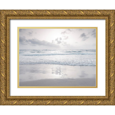 Tranquil beach with cloudscape Gold Ornate Wood Framed Art Print with Double Matting by Frank, Assaf
