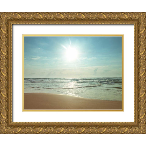 Beautiful beach on a bright sunny day Gold Ornate Wood Framed Art Print with Double Matting by Frank, Assaf