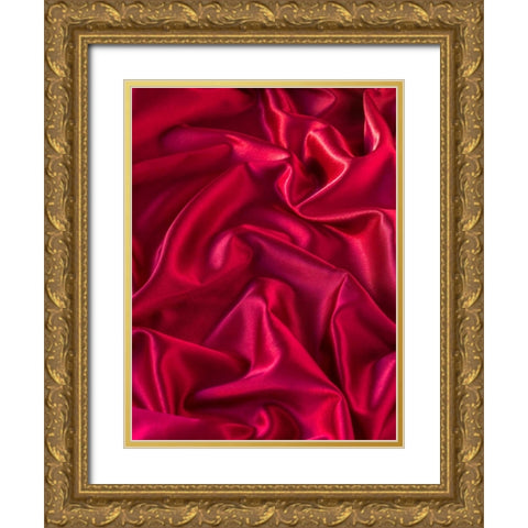 Pink silk cloth Gold Ornate Wood Framed Art Print with Double Matting by Frank, Assaf