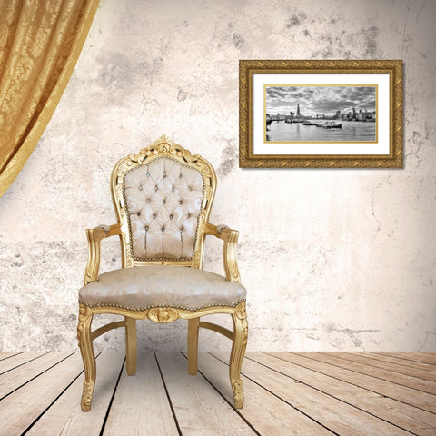 River Thames and London skyline Gold Ornate Wood Framed Art Print with Double Matting by Frank, Assaf