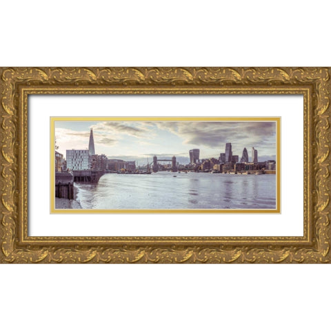 London skyline over river Thames, UK Gold Ornate Wood Framed Art Print with Double Matting by Frank, Assaf