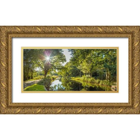 Basingstoke canal in countryside, UK Gold Ornate Wood Framed Art Print with Double Matting by Frank, Assaf