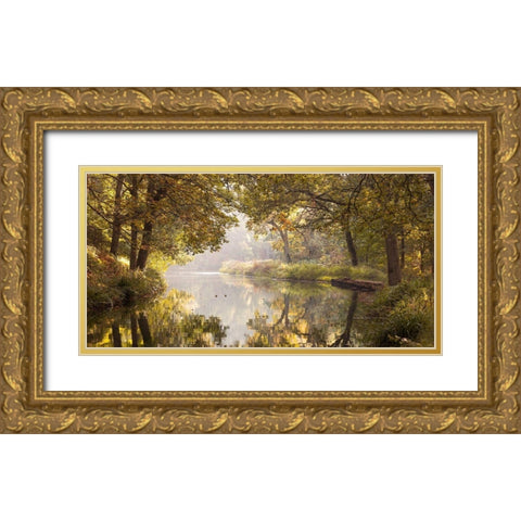 Basingstoke canal Gold Ornate Wood Framed Art Print with Double Matting by Frank, Assaf