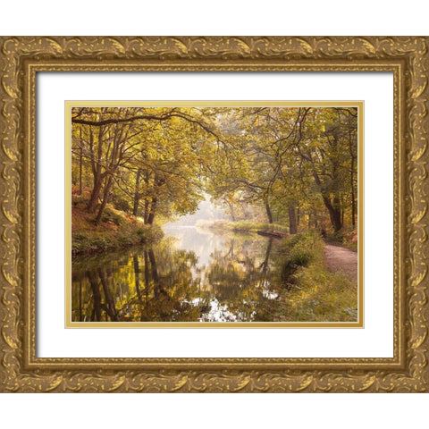 Basingstoke canal Gold Ornate Wood Framed Art Print with Double Matting by Frank, Assaf