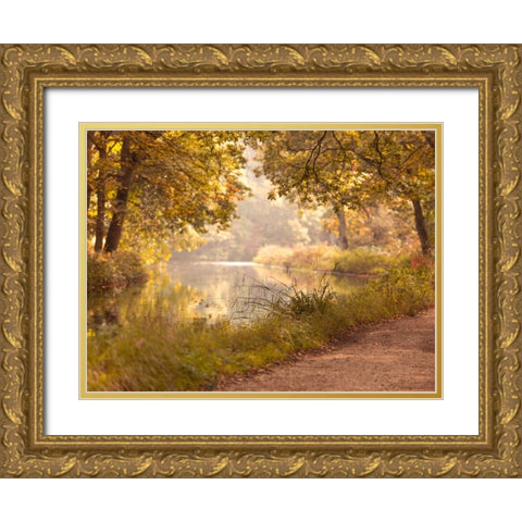 Basingstoke canal in countryside, UK, FTBR-1829 Gold Ornate Wood Framed Art Print with Double Matting by Frank, Assaf