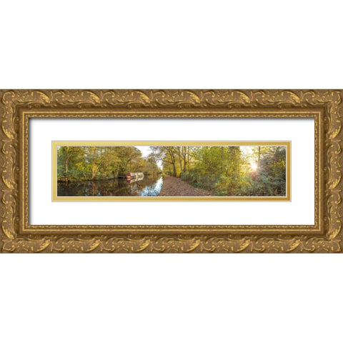 Small canal through forest Gold Ornate Wood Framed Art Print with Double Matting by Frank, Assaf