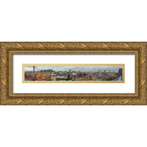 Panoramic view of London city Gold Ornate Wood Framed Art Print with Double Matting by Frank, Assaf