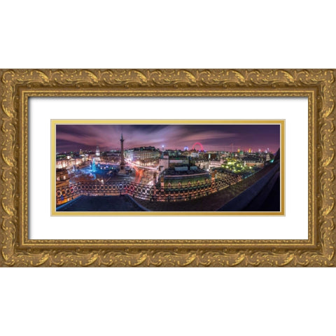 Panoramic view of London city in evening Gold Ornate Wood Framed Art Print with Double Matting by Frank, Assaf