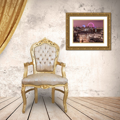 View of London city in evening Gold Ornate Wood Framed Art Print with Double Matting by Frank, Assaf