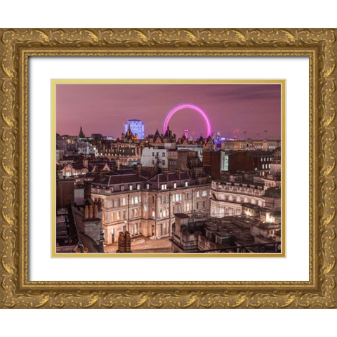 View of London city in evening Gold Ornate Wood Framed Art Print with Double Matting by Frank, Assaf