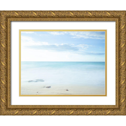 Tranquil beach Gold Ornate Wood Framed Art Print with Double Matting by Frank, Assaf