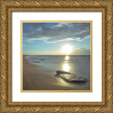 Tranquil beach Gold Ornate Wood Framed Art Print with Double Matting by Frank, Assaf