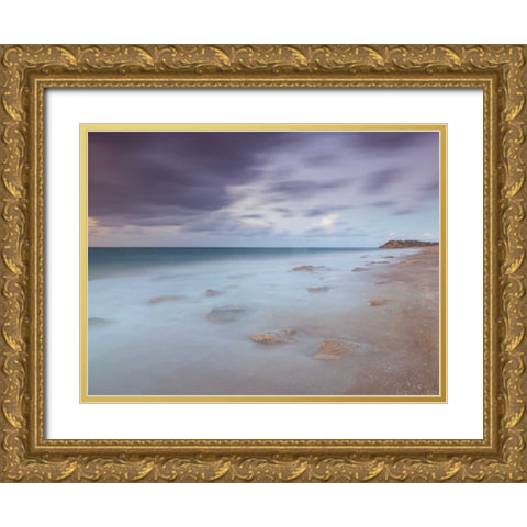 Tranquil beach Gold Ornate Wood Framed Art Print with Double Matting by Frank, Assaf