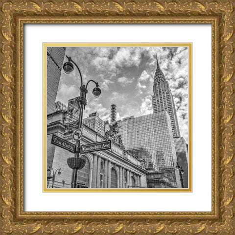 New York city scape with Chrysler Building Gold Ornate Wood Framed Art Print with Double Matting by Frank, Assaf