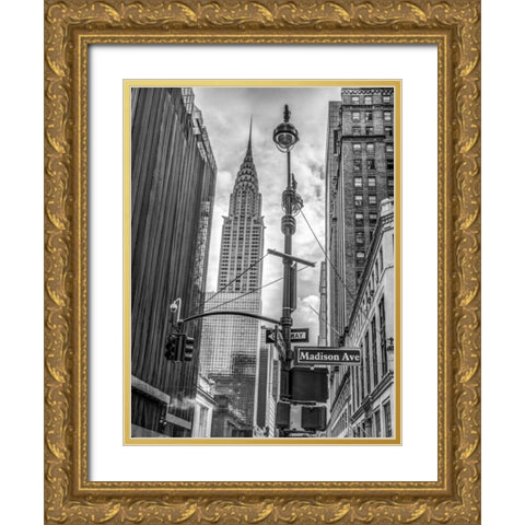 New York city scape with Chrysler Building Gold Ornate Wood Framed Art Print with Double Matting by Frank, Assaf