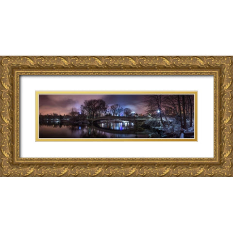 Central park with Manhattan skyline, New York Gold Ornate Wood Framed Art Print with Double Matting by Frank, Assaf