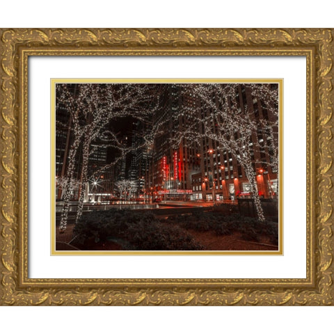 New York city stret in night Gold Ornate Wood Framed Art Print with Double Matting by Frank, Assaf