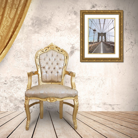 Brooklyn bridge, New York Gold Ornate Wood Framed Art Print with Double Matting by Frank, Assaf