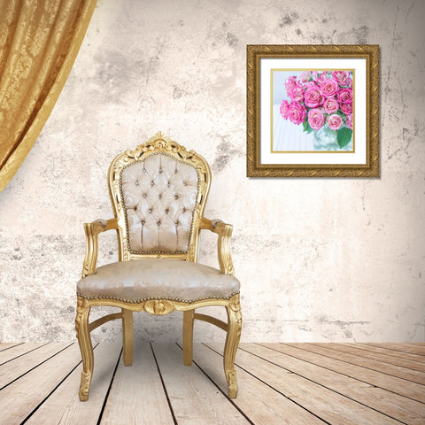 Gerberas in glass bottle Gold Ornate Wood Framed Art Print with Double Matting by Frank, Assaf