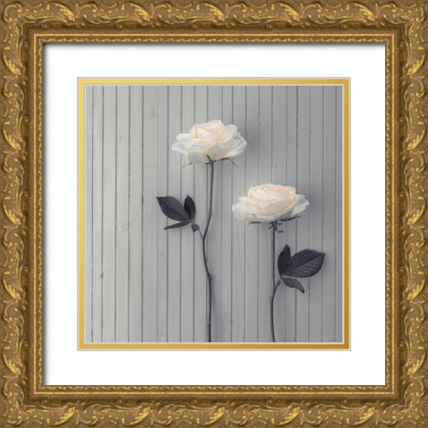 Roses in a row on table Gold Ornate Wood Framed Art Print with Double Matting by Frank, Assaf
