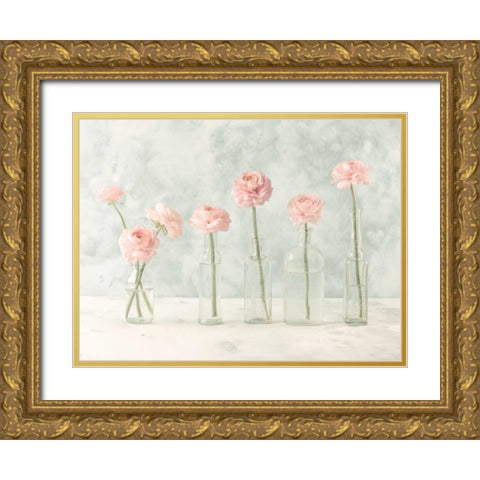 Tulips in glass bottles Gold Ornate Wood Framed Art Print with Double Matting by Frank, Assaf