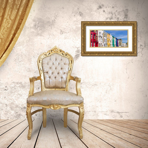 Colorful buildings on Portobello Road, London Gold Ornate Wood Framed Art Print with Double Matting by Frank, Assaf