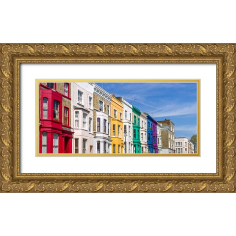 Colorful buildings on Portobello Road, London Gold Ornate Wood Framed Art Print with Double Matting by Frank, Assaf