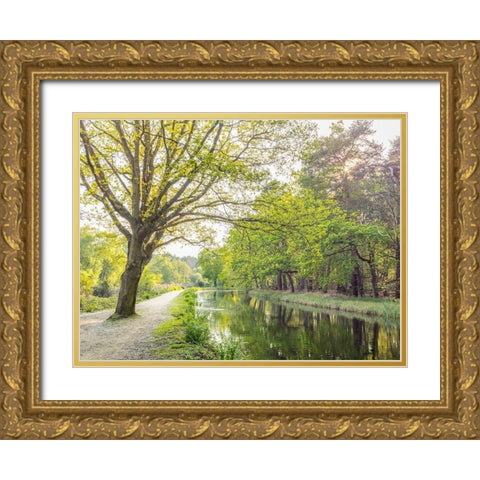 Canal on a spring day Gold Ornate Wood Framed Art Print with Double Matting by Frank, Assaf