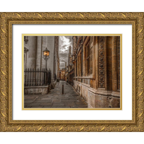 Narrow lane in Cambridge Gold Ornate Wood Framed Art Print with Double Matting by Frank, Assaf