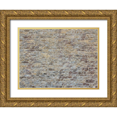 Old rustic stone wall Gold Ornate Wood Framed Art Print with Double Matting by Frank, Assaf