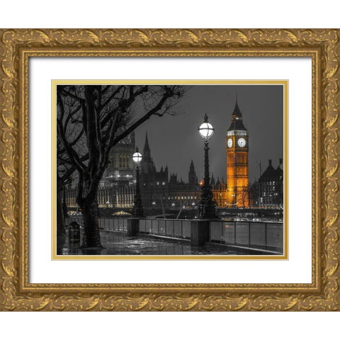London cityscape in evening Gold Ornate Wood Framed Art Print with Double Matting by Frank, Assaf