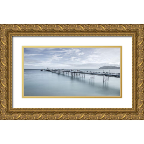 Llandudno Pier-North Wales Gold Ornate Wood Framed Art Print with Double Matting by Frank, Assaf