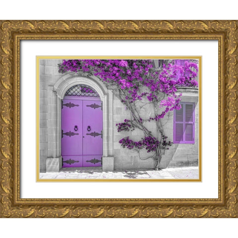 Maltese house in Mdina-Malta Gold Ornate Wood Framed Art Print with Double Matting by Frank, Assaf