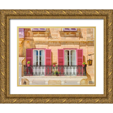 Traditional Maltese house in Mdina-Malta Gold Ornate Wood Framed Art Print with Double Matting by Frank, Assaf
