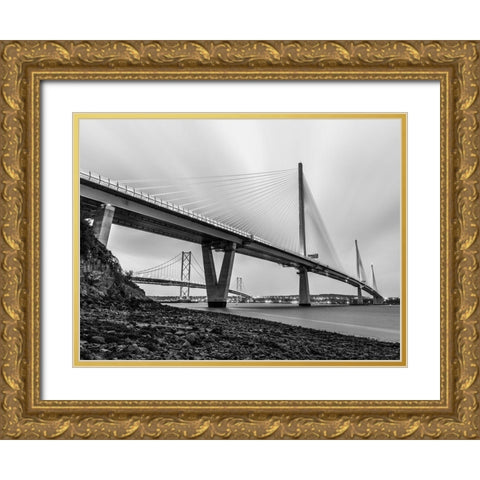 Queensferry Crossing, Scotland, FTBR-1811 Gold Ornate Wood Framed Art Print with Double Matting by Frank, Assaf