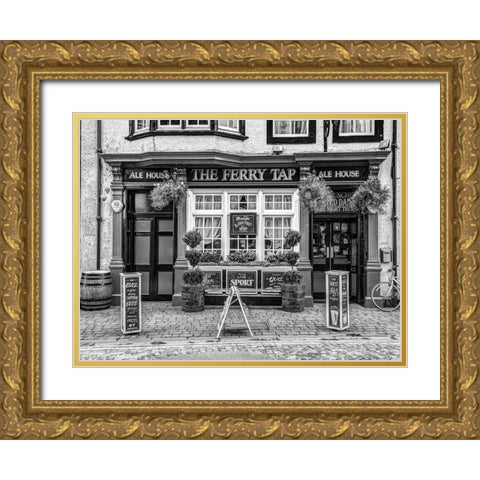 Cafe in South Queensferry Gold Ornate Wood Framed Art Print with Double Matting by Frank, Assaf