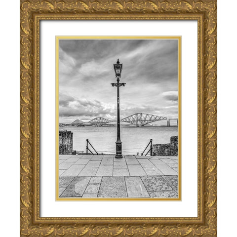Forth Rail Bridge and lamp post, Scotland, FTBR-1812 Gold Ornate Wood Framed Art Print with Double Matting by Frank, Assaf