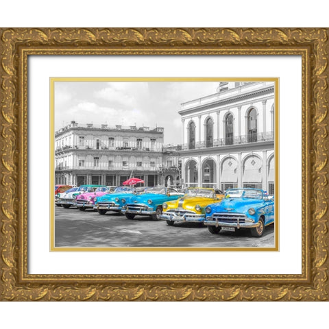 Vintage cars in Havava Gold Ornate Wood Framed Art Print with Double Matting by Frank, Assaf