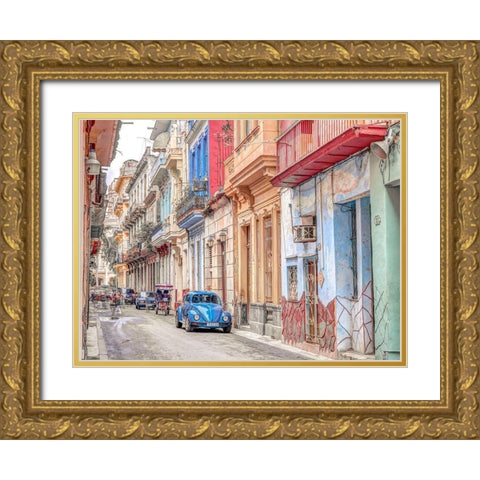 Vintage car on street of Havana, Cuba Gold Ornate Wood Framed Art Print with Double Matting by Frank, Assaf