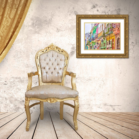 Colorful houses in Havana Gold Ornate Wood Framed Art Print with Double Matting by Frank, Assaf