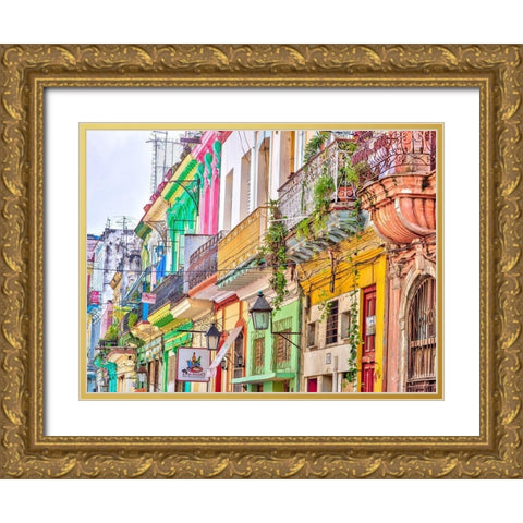 Colorful houses in Havana Gold Ornate Wood Framed Art Print with Double Matting by Frank, Assaf