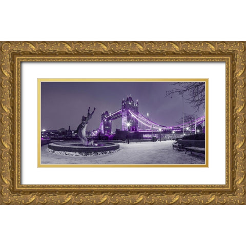 Dolphin fountain -London Gold Ornate Wood Framed Art Print with Double Matting by Frank, Assaf